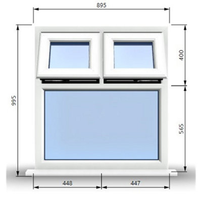 895mm (W) x 995mm (H) PVCu StormProof Casement Window - 2 Top Opening ...