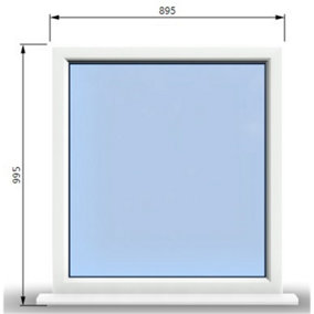 895mm (W) x 995mm (H) PVCu StormProof Window - 1 Non Opening Window - Toughened Safety Glass - White