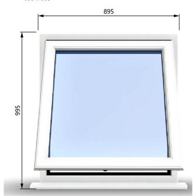 895mm (W) x 995mm (H) PVCu StormProof Window - 1 Opening Window- 70mm Cill - Chrome Handles - Toughened Safety Glass - White