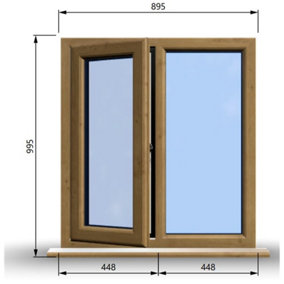 895mm (W) x 995mm (H) Wooden Stormproof Window - 1/2 Left Opening Window - Toughened Safety Glass