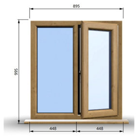 895mm (W) x 995mm (H) Wooden Stormproof Window - 1/2 Right Opening Window - Toughened Safety Glass