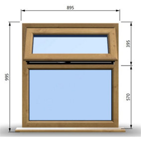 895mm (W) x 995mm (H) Wooden Stormproof Window - 1 Top Opening Window -Toughened Safety Glass