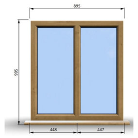 895mm (W) x 995mm (H) Wooden Stormproof Window - 2 Non-Opening Windows - Toughened Safety Glass