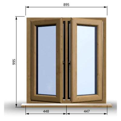 895mm (W) x 995mm (H) Wooden Stormproof Window - 2 Opening Windows ...