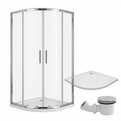 Bathroom City Radiant Reduced Height Quadrant Shower Enclosure 900mm With Tray & Waste1750mmChrome6mm Glass from B&Q