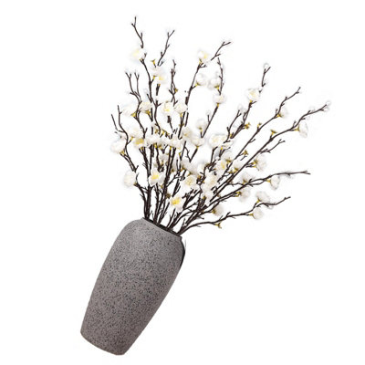 B&Q Realistic Silk Artificial Plum Arrangement, Spring Flower Spray For Wedding And Home (White)