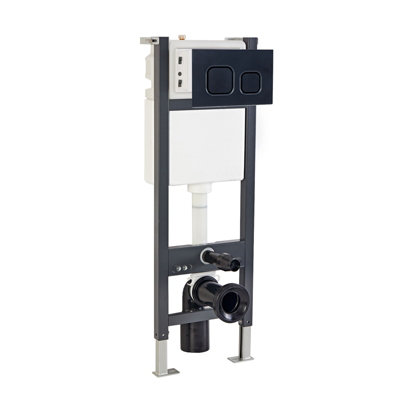Nes Home Toilet Wc Cistern Frame With Avant Matt Black Square Push Button - Image 3