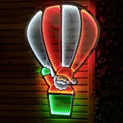 89cm Infinity Light up Hanging Santa in Hot Air Balloon with Red & White LEDs Price Comparisons | Compare The Build