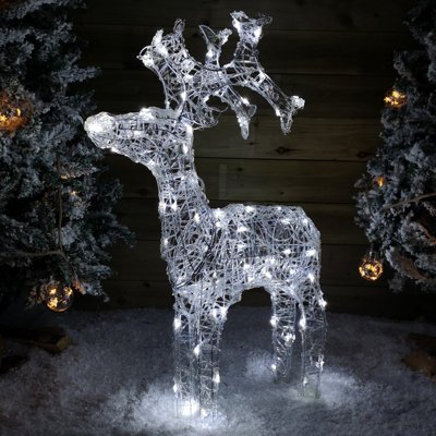 89cm Light up Soft Acrylic Standing Christmas Reindeer with White LEDs