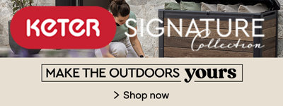Shop Keter signature collection, featuring garden storage and sheds