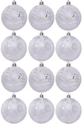 8cm Hand Painted Shatterproof Bauble Design 14 (12 Pack)