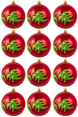 8cm Hand Painted Shatterproof Bauble Design 33 (12 Pack)