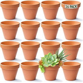 8cm Terracotta Plant Pots - 16 Pack Small Pots for Succulents, Cacti, Crafts, and Decor - Durable & Versatile