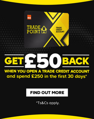Get £50 back when you open a trade account and spend £250 in the first 30 days. Terms and conditions are at the end of this page. Find out more.