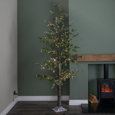 8ft (2.40m) Tall Light up Christmas Snow Tree with 412 Warm White LEDs