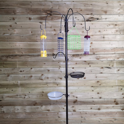 8ft (2.4m) Kingfisher Deluxe Bird Feeding Station with Feeders & Dishes