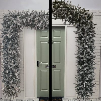 8ft (2.4m) Tall Indoor Outdoor Flocked Christmas Tree Arched and Flat Option Included in Snowy Green Price Comparisons | Compare The Build