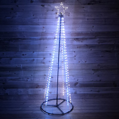 8ft (2.5m) Christmas Outdoor Black Pin Wire LED Pyramid Maypole Tree in ...