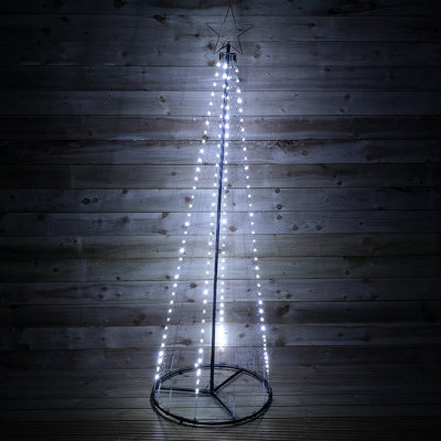 8ft (2.5m) Christmas Outdoor Black Pin Wire LED Pyramid Maypole Tree in ...