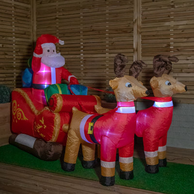 8ft (240cm) LED Outdoor Christmas Inflatables Santa Sleigh & Reindeer ...