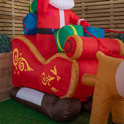 8ft (240cm) LED Outdoor Christmas Inflatables Santa Sleigh & Reindeer ...