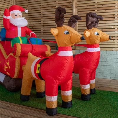 8ft (240cm) LED Outdoor Christmas Inflatables Santa Sleigh & Reindeer ...