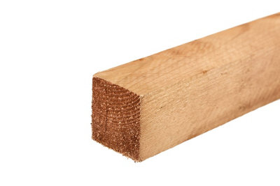 8ft Brown Treated Square Top Wooden Fence Post 2400mm x 100mm x 100mm (4" x 4") (x8 Posts)