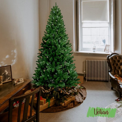 8ft Christmas Tree Artificial Green with 1500 Tips Durable Metal Stand ...