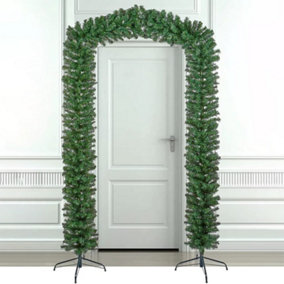 8ft. Christmas Tree Doorway Arch  - Green Artificial Door Garland - 2.4m