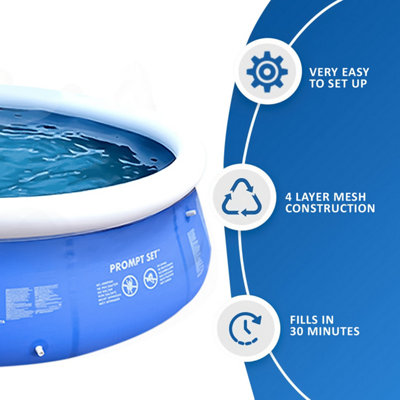 8ft Family Inflatable Paddling Pool - Garden Outdoor Quick Setup Pool