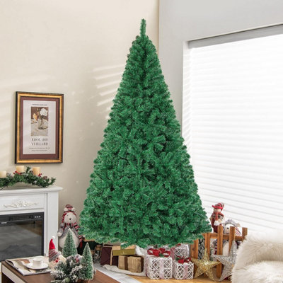 8ft Green Christmas Tree 1500 Branches Xmas Pine Tree with Metal