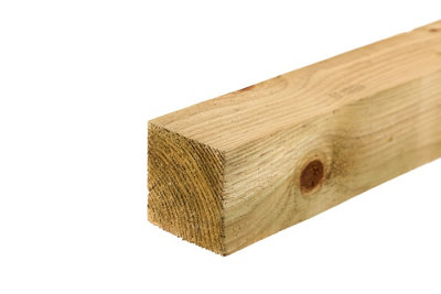 8ft Incised UC4 Green Treated Wooden Fence Post 2400mm x 100mm x 100mm (4" x 4")