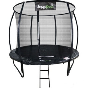 8ft JumpPRO™ Xcel Black Round Trampoline with Enclosure