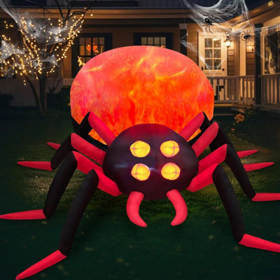 8FT Large Halloween Inflatables Outdoor Spider with Rotating Flame LED ...