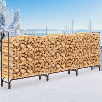 8FT Outdoor Metal Firewood Log Rack Wood Stacker