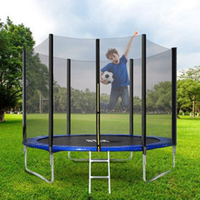 8FT Outdoor Trampoline, Safety Enclosure,Kids Trampoline, Trampoline with Netting and Ladder Edge Cover Jumping Mat