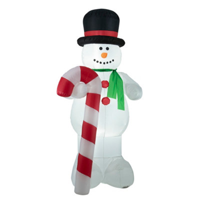 8FT Snowman with Candy Cane Inflatable | DIY at B&Q