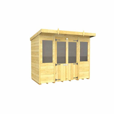 8ft x 4ft Pent Summer House - Wood - L 118 x W 243 x H 201 cm