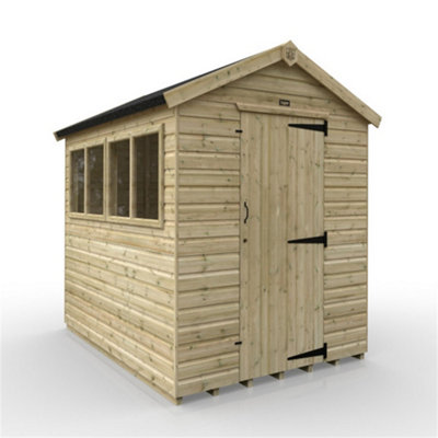 8ft x 6ft (2350mm x 1750mm) Horsforth Elite Pressure Treated Shiplap Apex Shed with 4 Windows