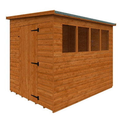 8ft x 6ft (2350mm x 1750mm) Horsforth Shiplap Lean-to Pent Shed with 4 Windows (12mm Tongue and Groove Floor and Roof)