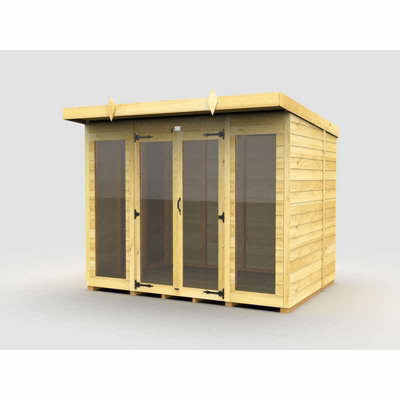 8ft x 6ft Pent Summer House (Full Height Window) - Wood - L 178 x W 243 x H 201 cm