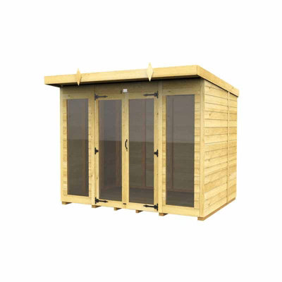 8ft x 7ft Pent Summer House (Full Height Window) - Wood - L 214 x W 243 x H 201 cm