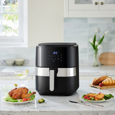 8L Black Knobs Kitchen Air Fryer with Display and Timer