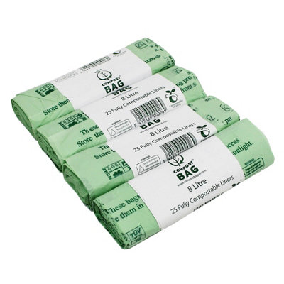 8L Compost Bag Compostable Kitchen Caddy Liners (Medium) - 4 Rolls