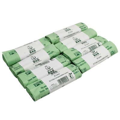 8L Compost Bag Compostable Kitchen Caddy Liners (Medium) - 8 Rolls