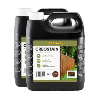 8L Creostain Fence Stain & Shed Paint (Dark Brown) - Creosote / Creocote Substitute - Oil Based Wood Treatment (Free Delivery)