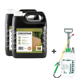 8L Creostain Fence Stain & Sprayer (Light Brown) - Creosote/Creocoat Substitute - Oil Based Wood Treatment (Free Delivery)
