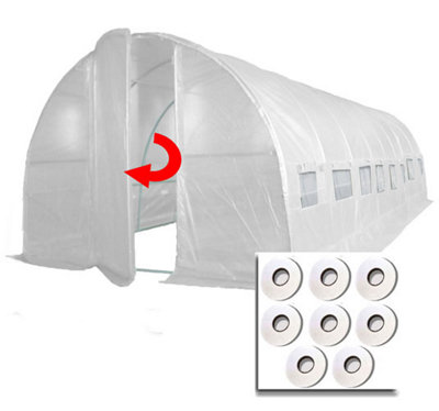 8m x 3m + Hotspot Tape Kit (27' x 10' approx) Pro+ White Poly Tunnel