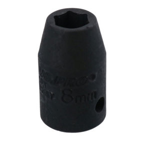 8mm 3/8in Drive Shallow Stubby Metric Impacted Socket 6 Sided Single Hex