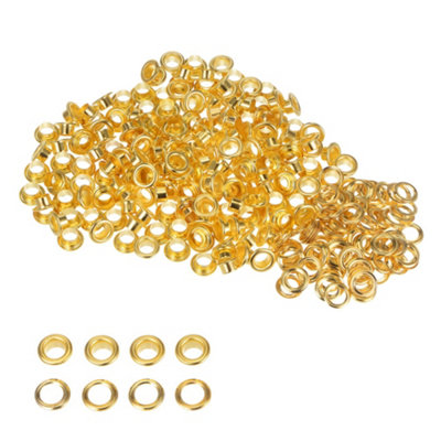 8mm Brass Eyelets with Washers, Rust-Proof Grommets, Gold - 100pcs